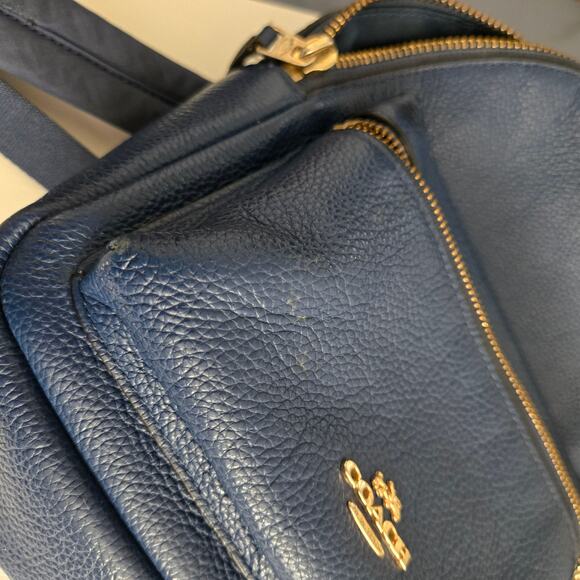 Coach F38263 Mini Charlie Dark Blue Pebbled Leather Backpack Daypack - Picture 15 of 16